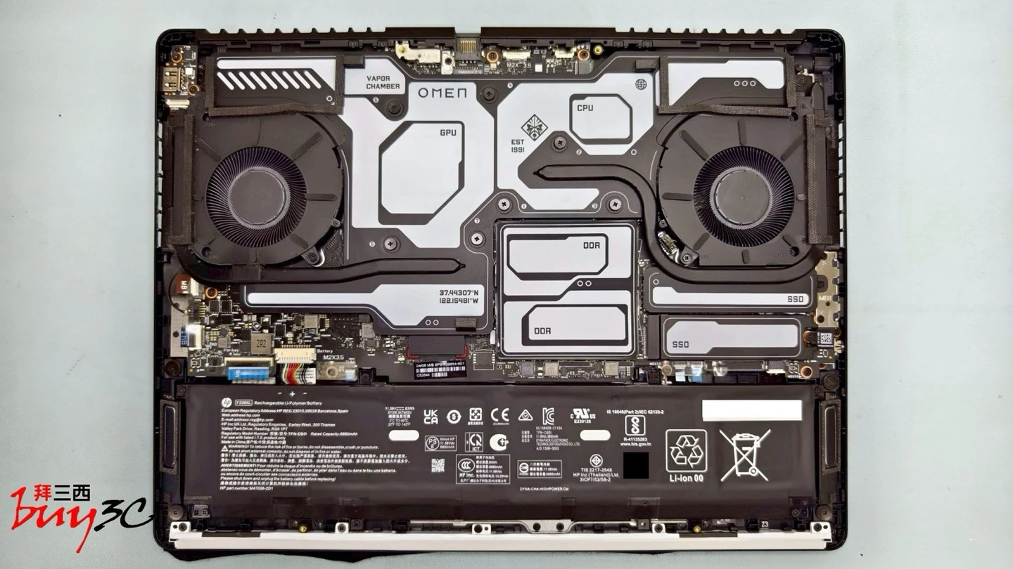 OMEN MAX 16 拆機：均熱板、雙風扇、記憶體與 SSD 插槽